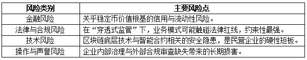 表2 我国民营企业稳定币应用下的主要风险类别